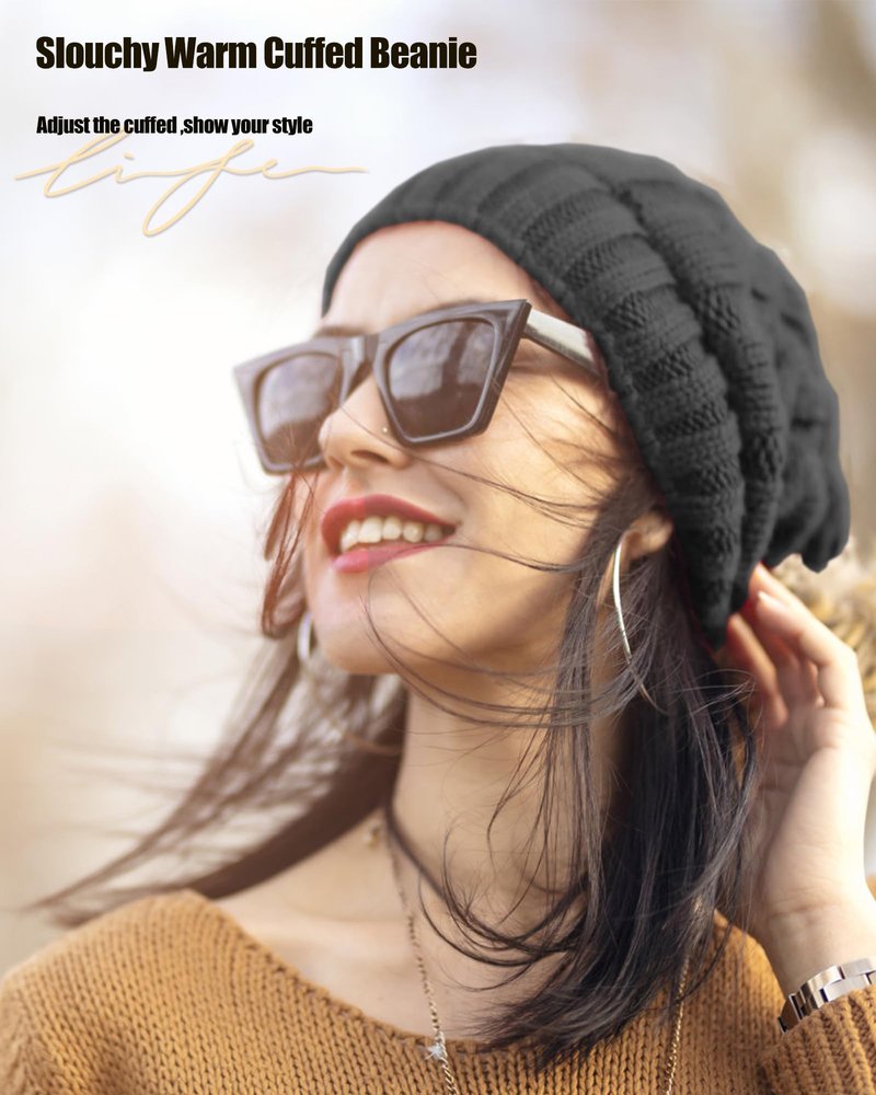 choshion Fleece Lined Wool Beanie Hat for Women Men,Soft Womens Winter Hats Chunky Warm Wool Beanies Hats Snow Ski Skull Cap