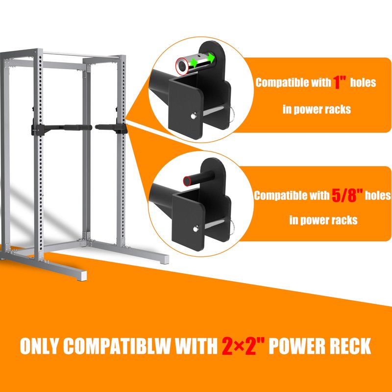 HWOOUSA Muti-Grip Dip Bars Attachment for 2" x 2" Power Cage with 5/8" or 1" Hole, Non-Slip Wide & Narrow Grip Dips Double Handles, 600 lbs Capacity, Squat Rack Attachment for Dips, Inverted Rows, Push-Ups