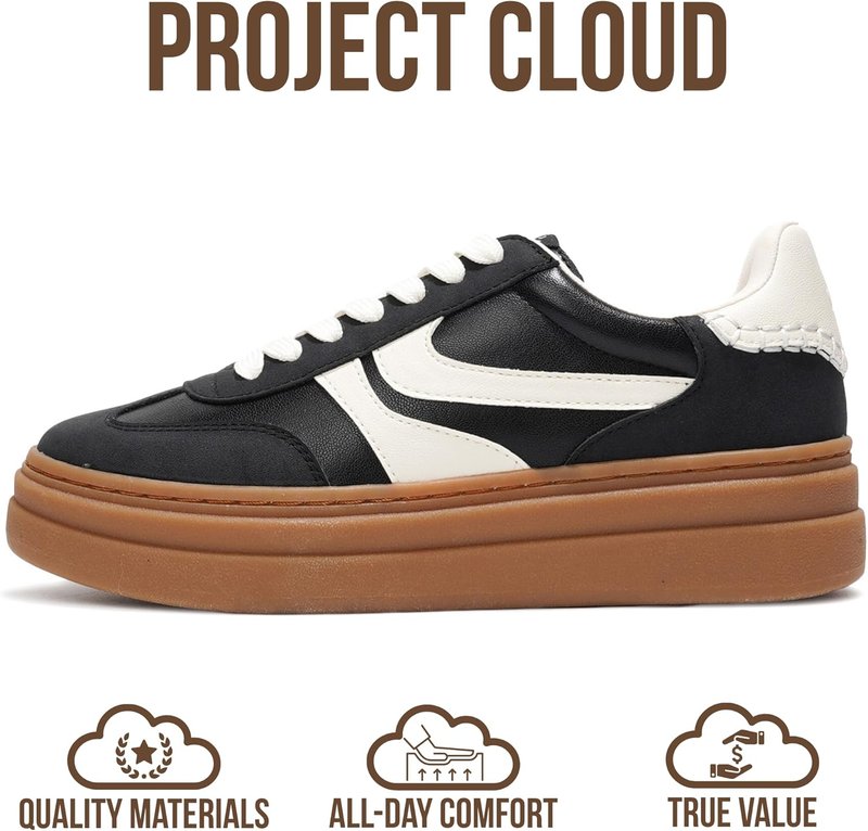 Project Cloud Platform Sneakers - Lightweight Women's Lace-Up Fashion Shoes with Memory Foam Insole | Non-Slip Sole, 2026 Edition