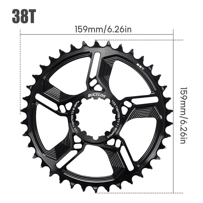 BUCKLOS Mountain Bike Chainring 32T 34T 36T 38T Single Speed 3-Bolt 7075 CNC Aluminium MTB Narrow Wide Ultralight Chainring for SRAM GX NX SX X3 X4 X7 X01 XX1