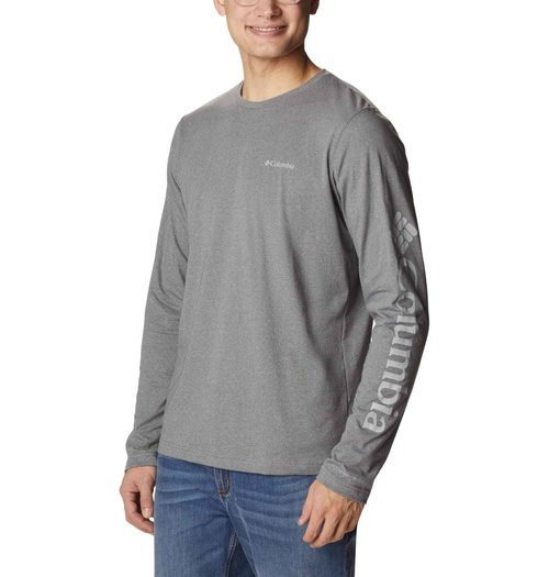 Columbia Men's Thistletown Hills Long Sleeve Logo Tee, City Grey Heather, 5X Tall