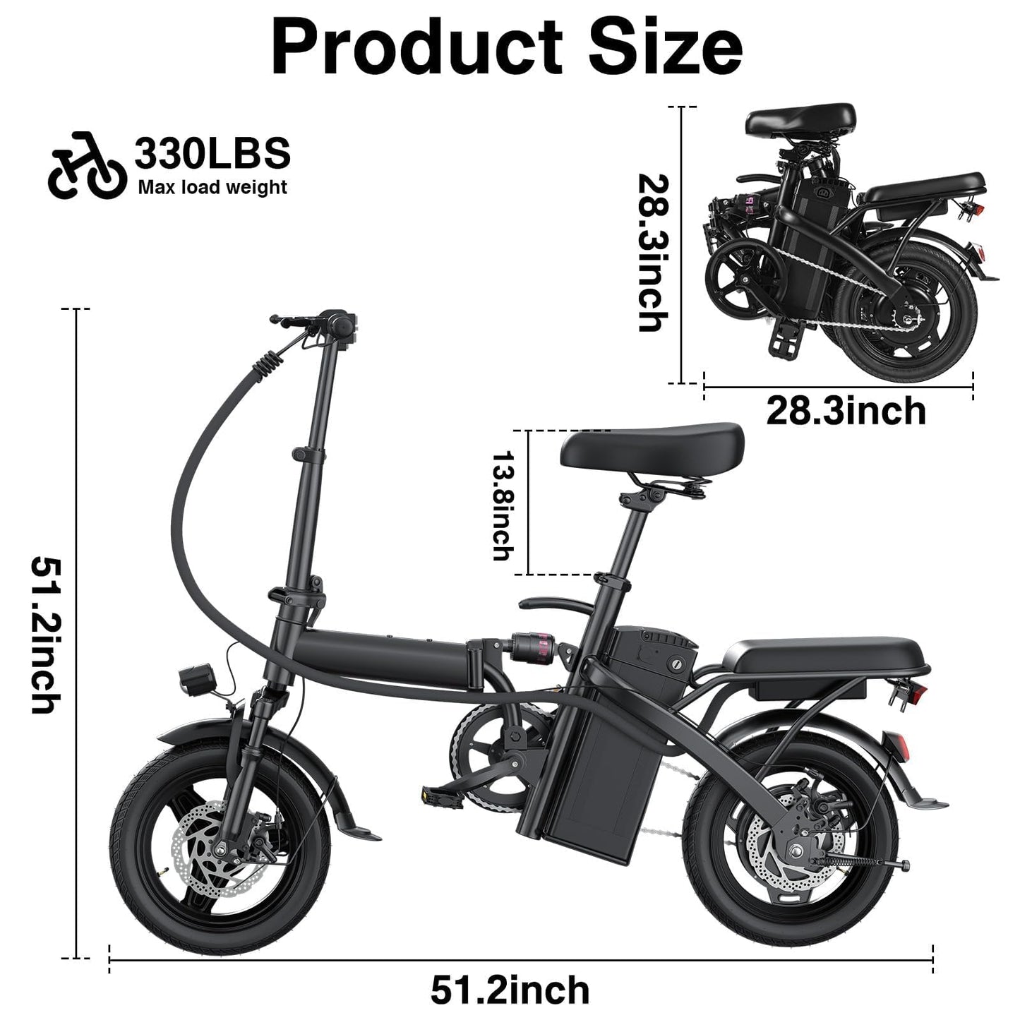 Electric Bike for Adults and Teens, Folding Ebike,Commuter City Foldable E Bike with 560W Motor and 48V 10Ah Battery, 24 MPH Speed Pedals Assist, Dual Disc Brakes,14" Compact Electric Bicycle