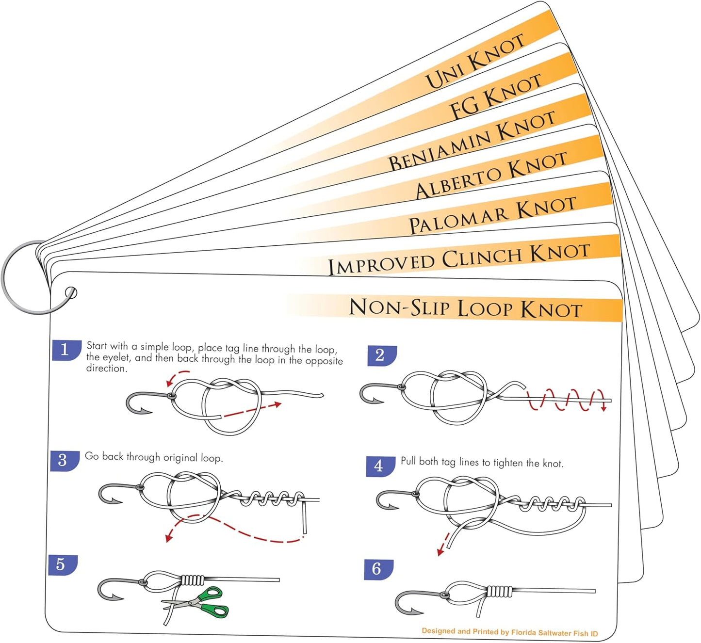 Fishing Knot Tying Guide - Waterproof Knot Cards with Step-by-Step Photos | Easy to Use