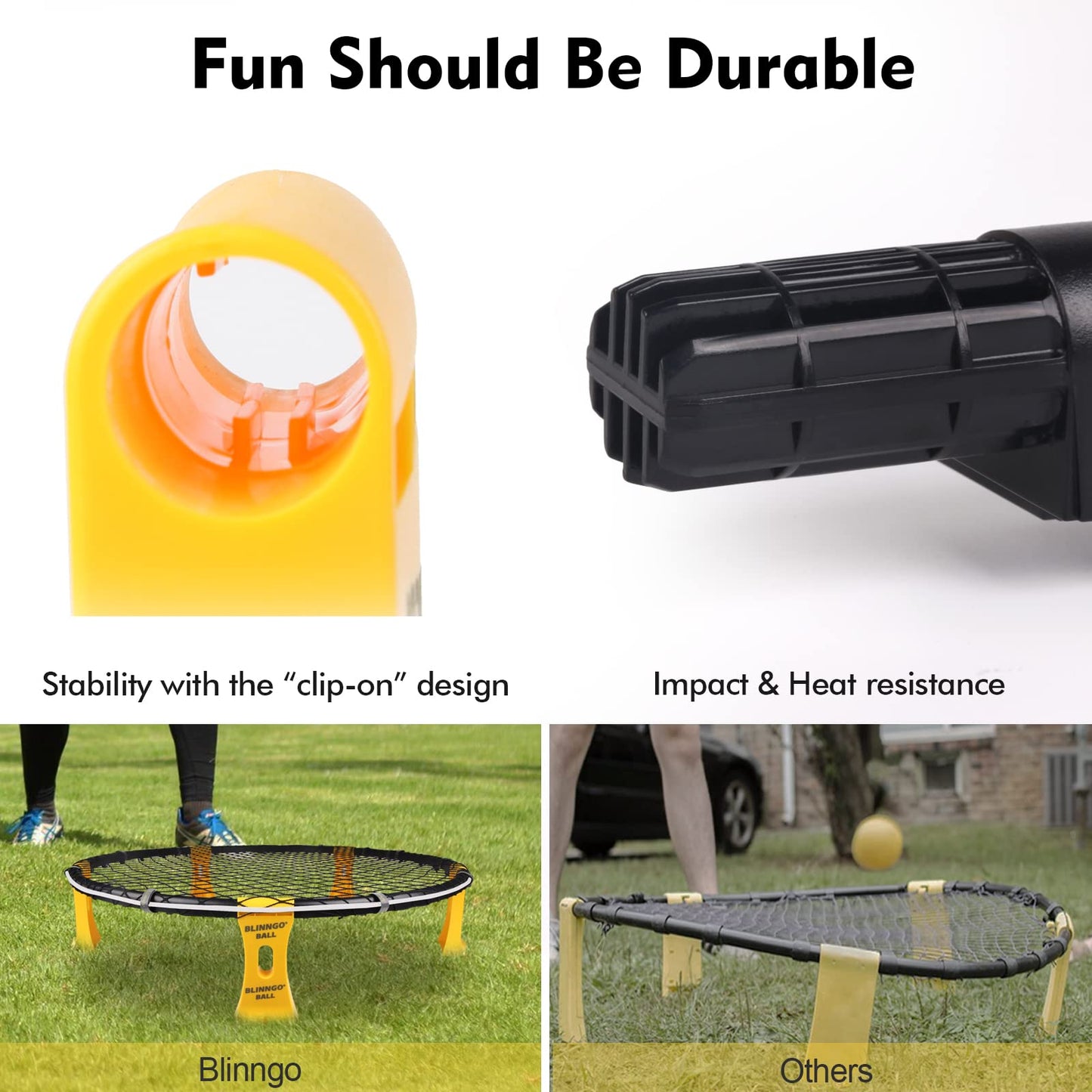 Blinngo Roundnet Game Set with 3 Balls and Strip Light (ONLY for Pro Kit) - Roundnet Game for Outdoor Indoor Lawn Beach Backyard and Park