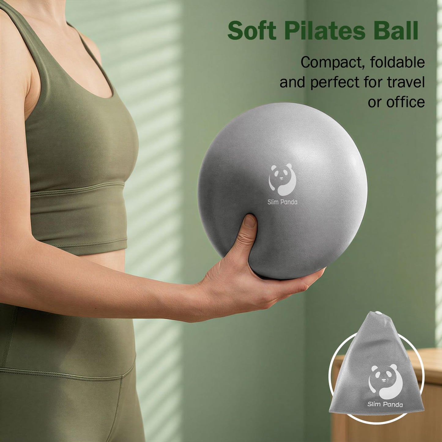Slim Panda Pilates Ball, 9 Inch Small Exercise Ball, Anti Burst Mini Yoga Ball for Stability, Workout, Barre, Core Strength, Physical Therapy, Balance, Stretching