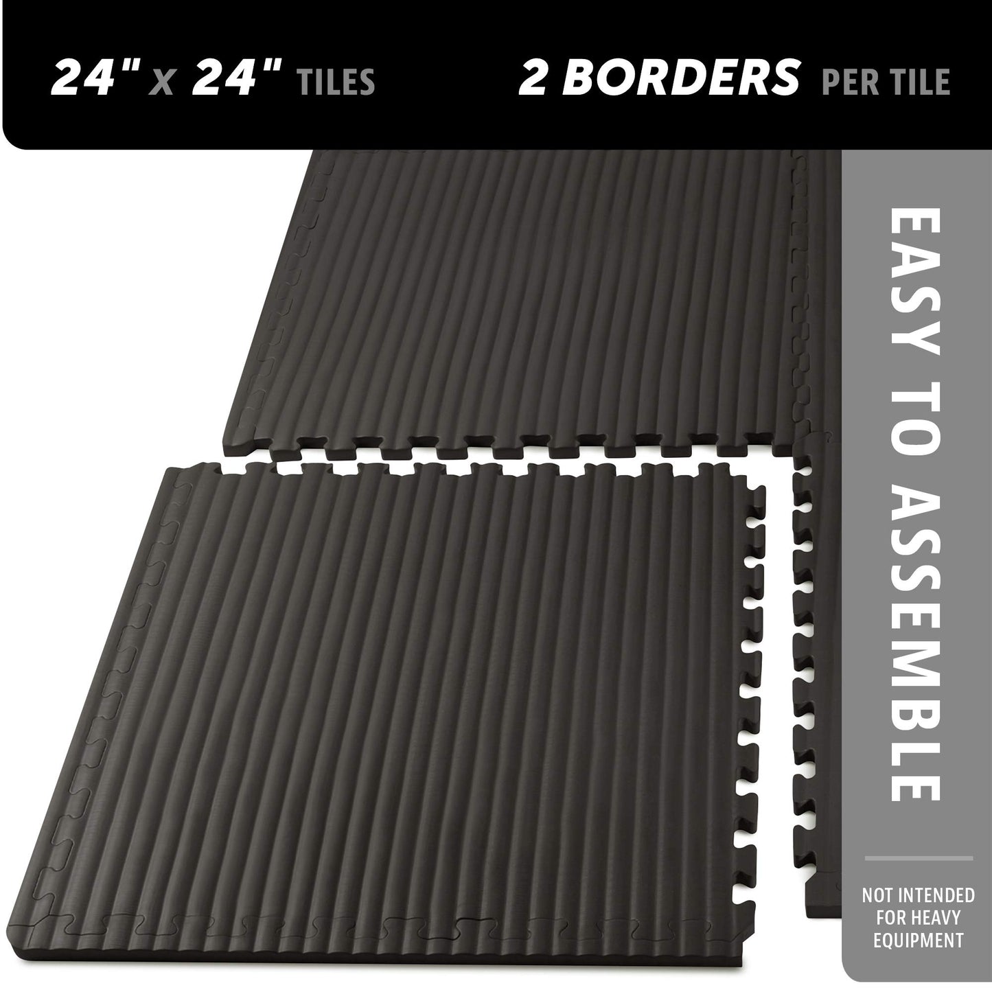 We Sell Mats 3/4 Inch Thick Martial Arts EVA Foam Exercise Mat, Tatami Pattern, Interlocking Floor Tiles for Home Gym, MMA, Anti-Fatigue Mats, 24 in x 24 in, Black, 24 Square Feet (6 Tiles) (TM)