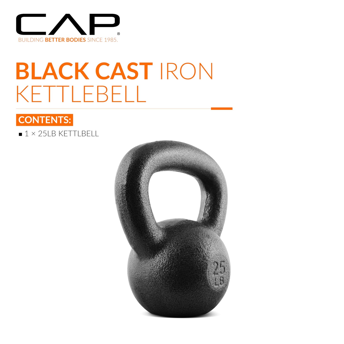 CAP Barbell Black Cast Iron Kettlebell | 25 Pounds