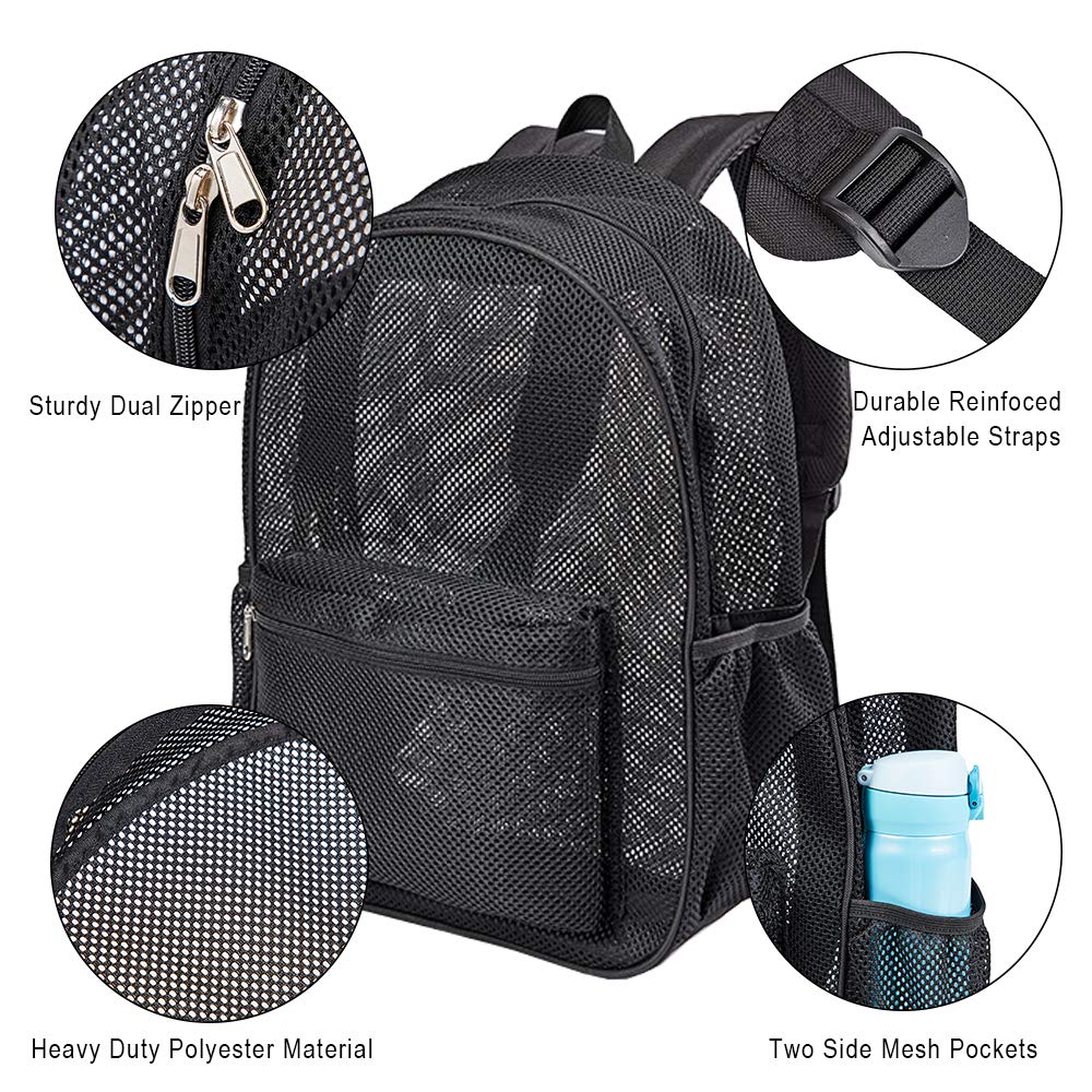 COVAX Heavy Duty Mesh Backpack, See Through College Backpack with Padded Shoulder Straps for Swimming, Outdoor Sports