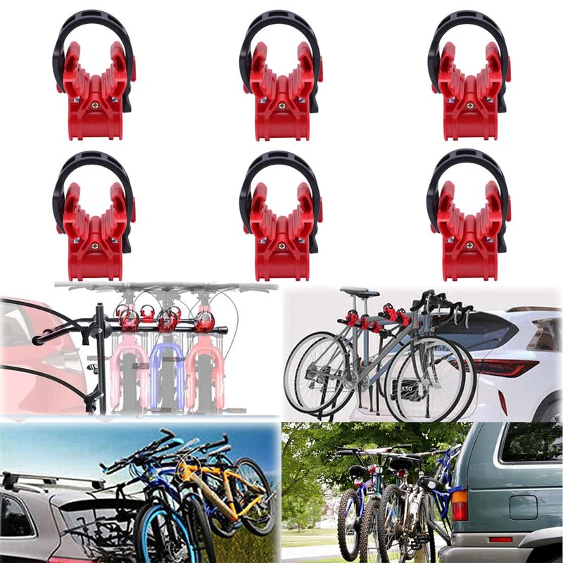 ASENDIWAY 6Pcs/Set Bike Rack Hitch Mount Bicycle Car Bike Rack Strap Replacement Cradles Cargo Carrier Spare Hooks with Rubber Straps Car Racks Accessories 1-1/4"&2" Truck Hitch Red&Black