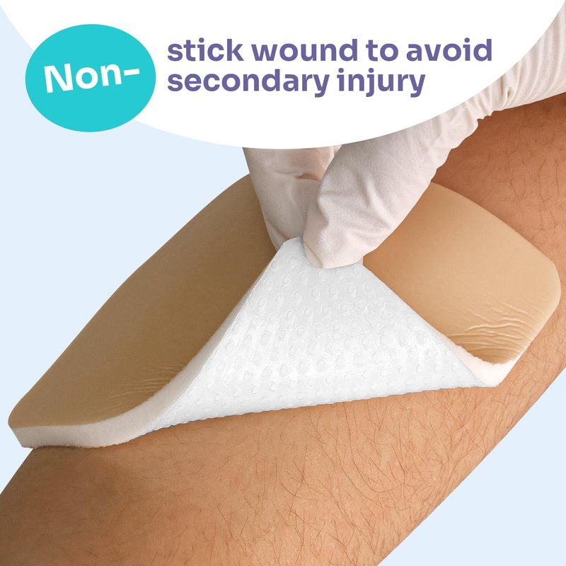 Conkote Silicone Foam Dressing Without Border 10 Pack, FSA or HSA 4"x4" Highly Absorbent Adhesive Wound Bandages for Post-Operative, Pressure Ulcers, Diabetic Foot Ulcers, Venous Leg Ulcers
