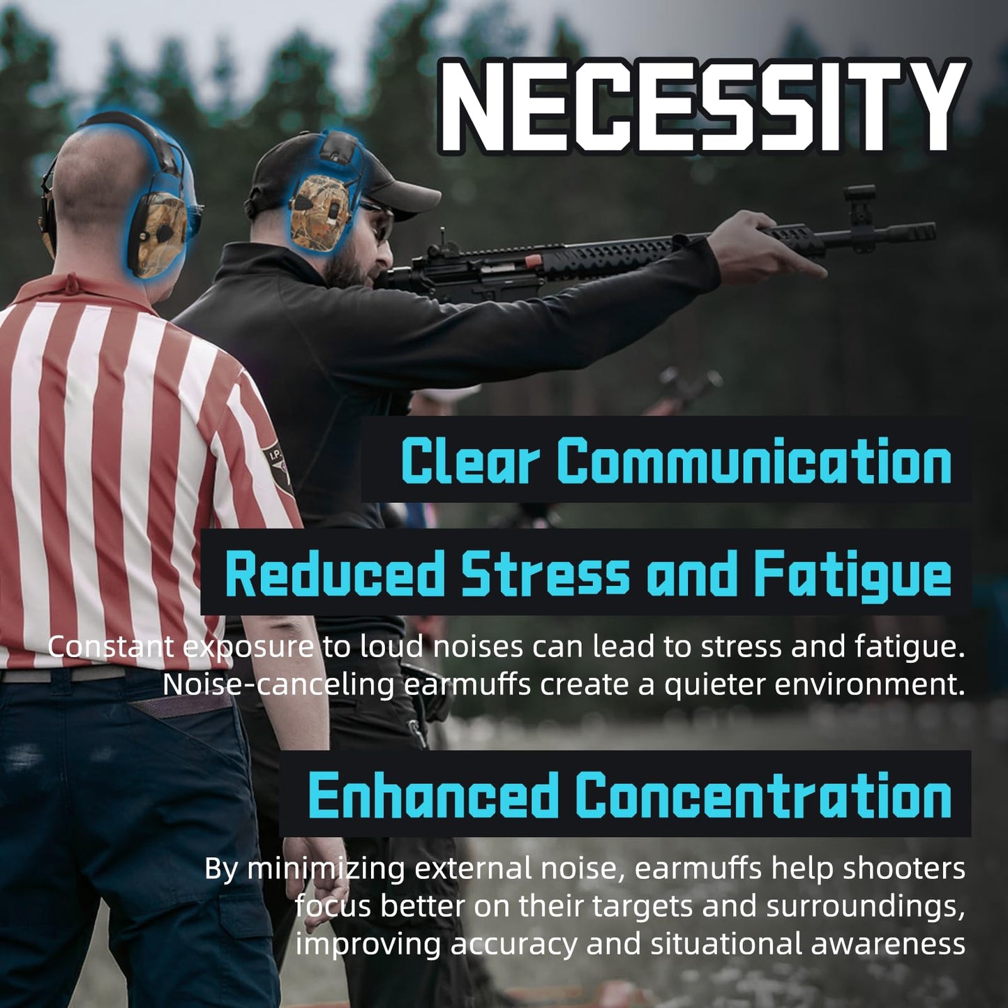 ZOHAN EM054 Electronic Ear Protection for Shooting Range with Sound Amplification Noise Reduction, Ear Muffs for Gun Range (Camo)