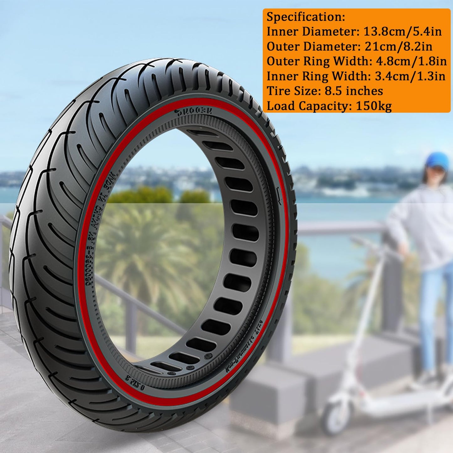 FOVNOT 8.5 Inch Solid Tire, Electric Scooter Tire Scooter Replacement Tires for Xiaomi M365 /Pro /1S /Pro2 /Essential/Gotrax Gxl V2 /Gotrax XR Front or Rear Replacement Honeycomb Solid Tires（2 PCS）