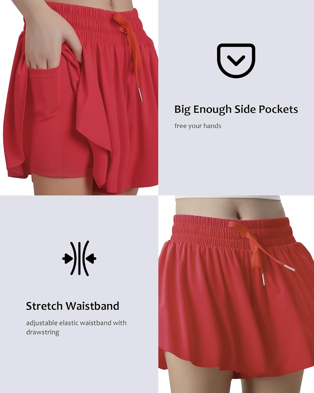 Girls Butterfly Athletic Shorts - Flowy Running & Dance Shorts for Ages 5-14 | Comfortable Fit