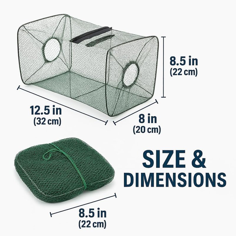 Fish Minnow Trap | Foldable Fishing Net 2-Pack for Easy Catching