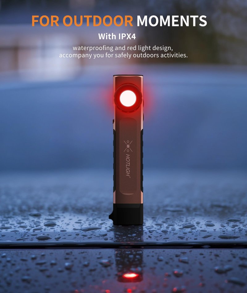 HOTLIGH Rechargeable Flashlight Magnetic - 700 Lumens LED Flashlight with Clip Design, Flat Flashlight for Car Repairing/Camping/Emergency