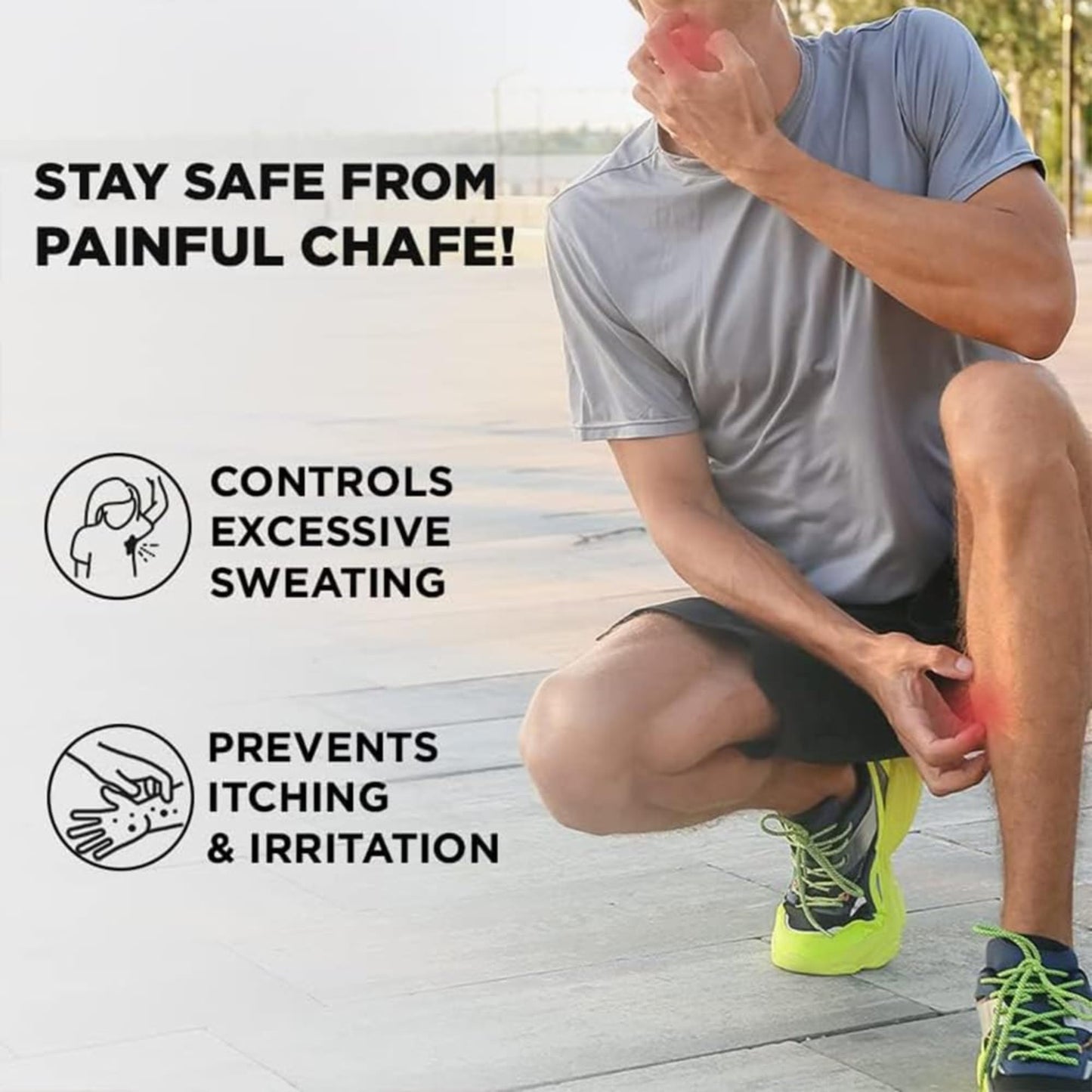 Pee Safe Anti Chafe Stick with Coconut Oil & Aloe Vera, Anti Friction Balm for Thigh & Underarm Care, Non Greasy Skin Protection for Men & Women, 2.65 Oz