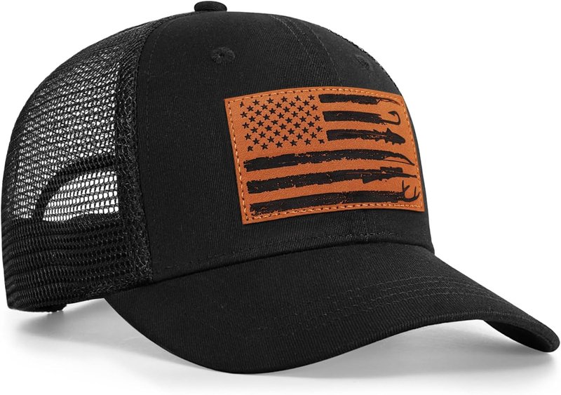 Hunting Fishing Trucker Hat for Men - American Flag Design | Perfect Gift for Dad, Husband, Grandpa