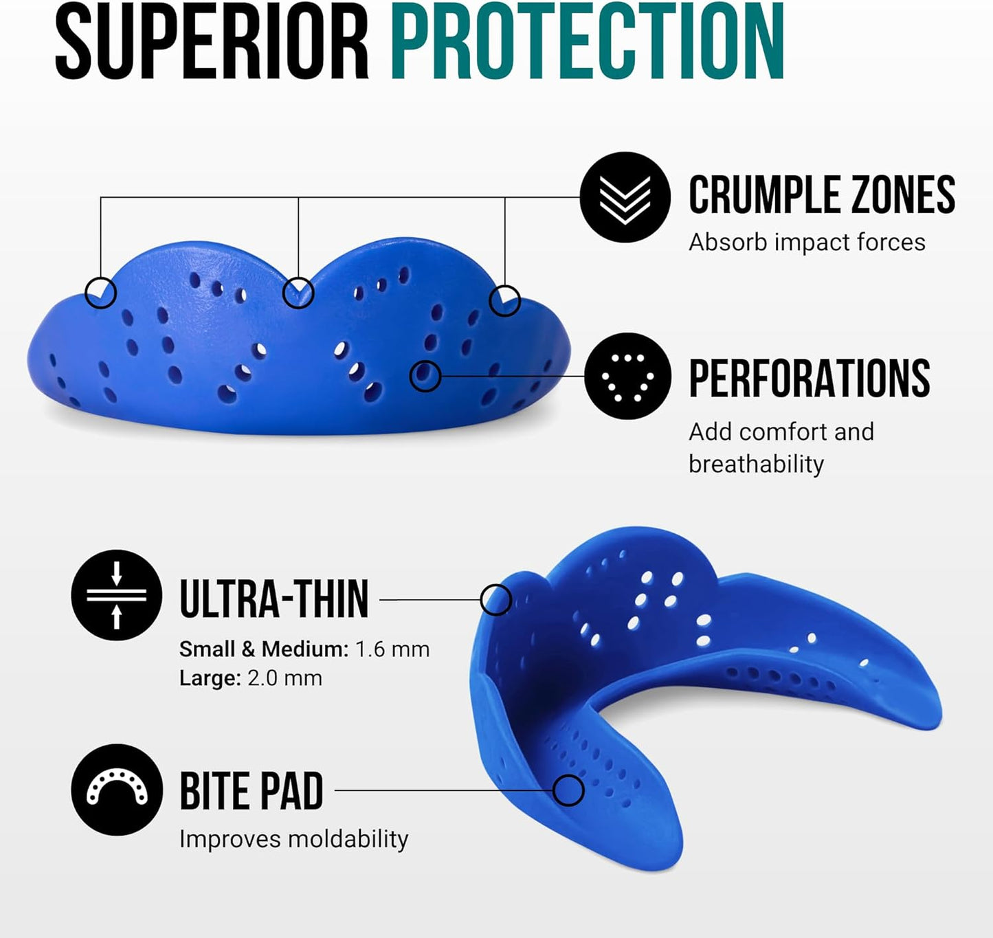SISU Aero Large Mouthguard - Royal Blue | 30% Stronger Protection for Lacrosse, Football, Hockey & More - Remoldable Up to 20 Times
