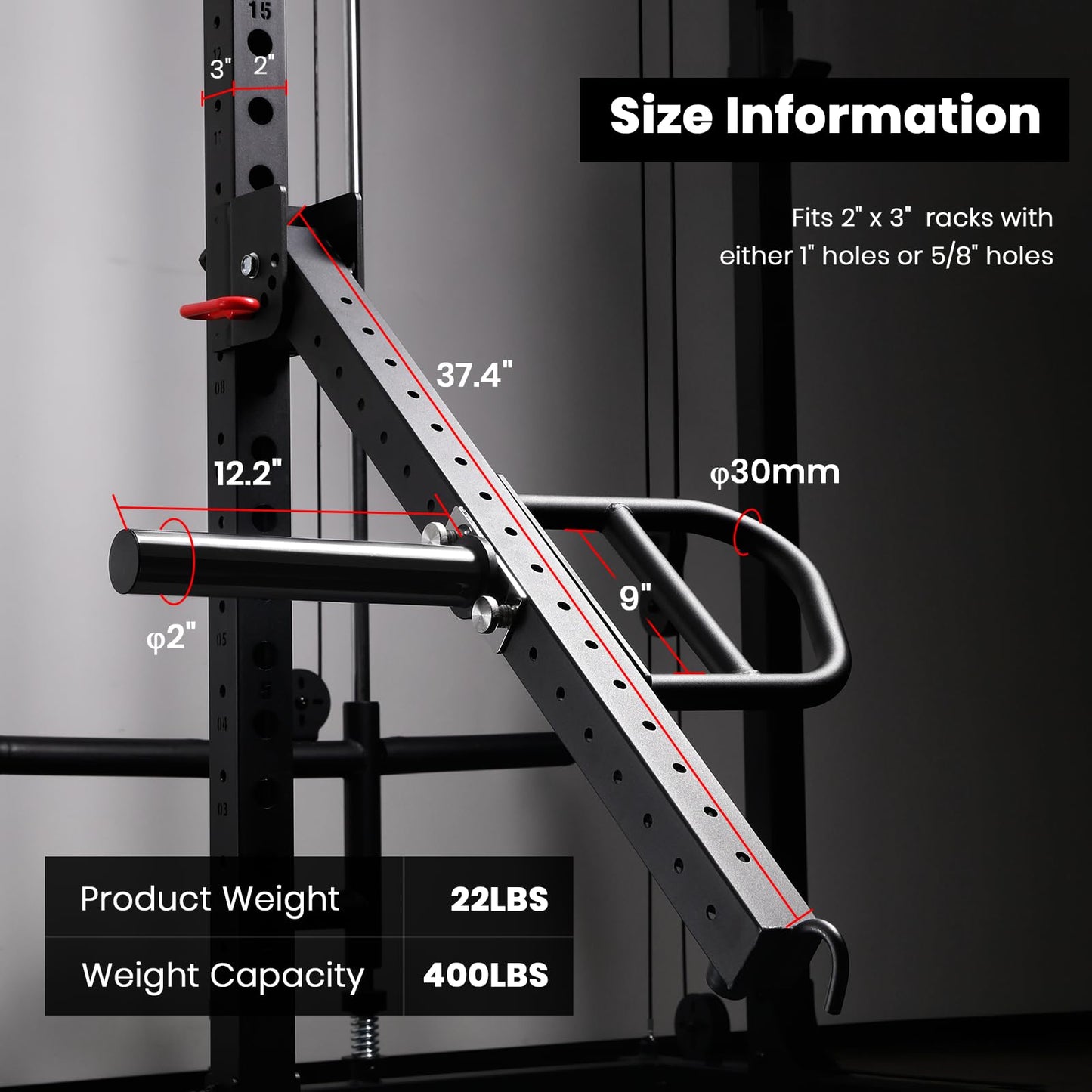 LIONSCOOL Dual Function Lever Arm Belt Squat Attachment - Versatile Home Gym Accessory for Strength Training with 400lbs Capacity, Easy Installation (Fits 2"x3" uprights)