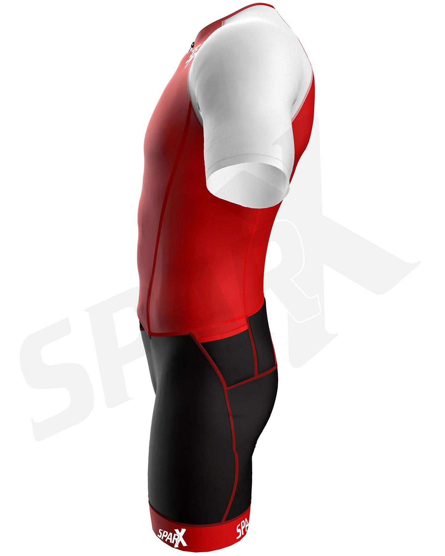 Sparx Mens Elite Aerosuit Triathlon Suit Mens Short Sleeve Tri Suit Skinsuit (Red, 2XL)