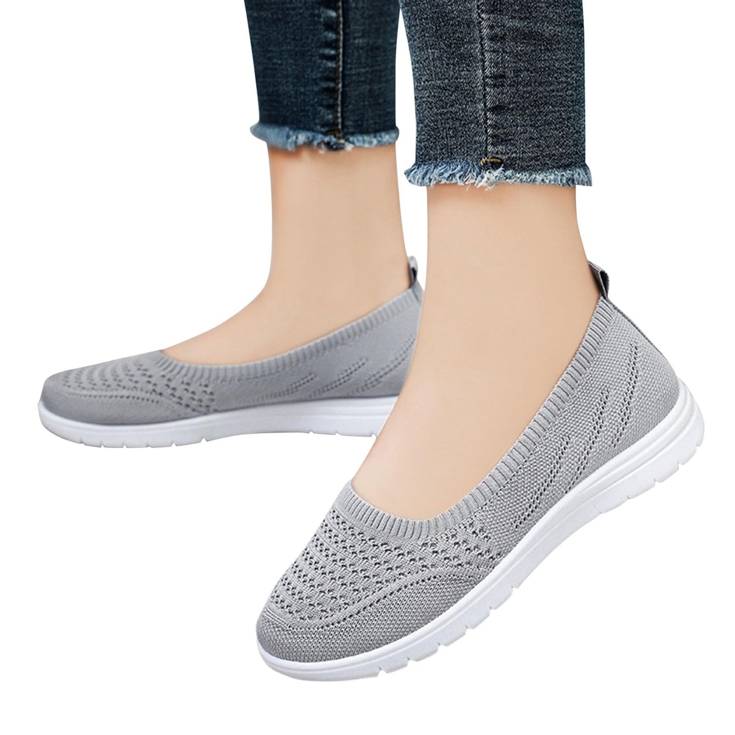 Mesh Slip On Walking Shoes for Women Slip On Walking Shoes for Women Arch Support Comfy Lightweight Breathable Walking Sneakers Grey_02, 8.5