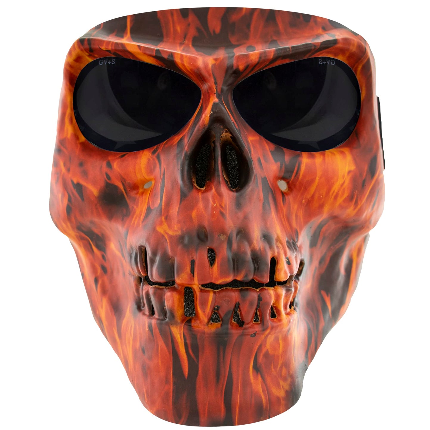 Global Vision Skull Mask Motorcycle Full Face Coverage Riding Goggles Matte Flame w/Smoke Lenses