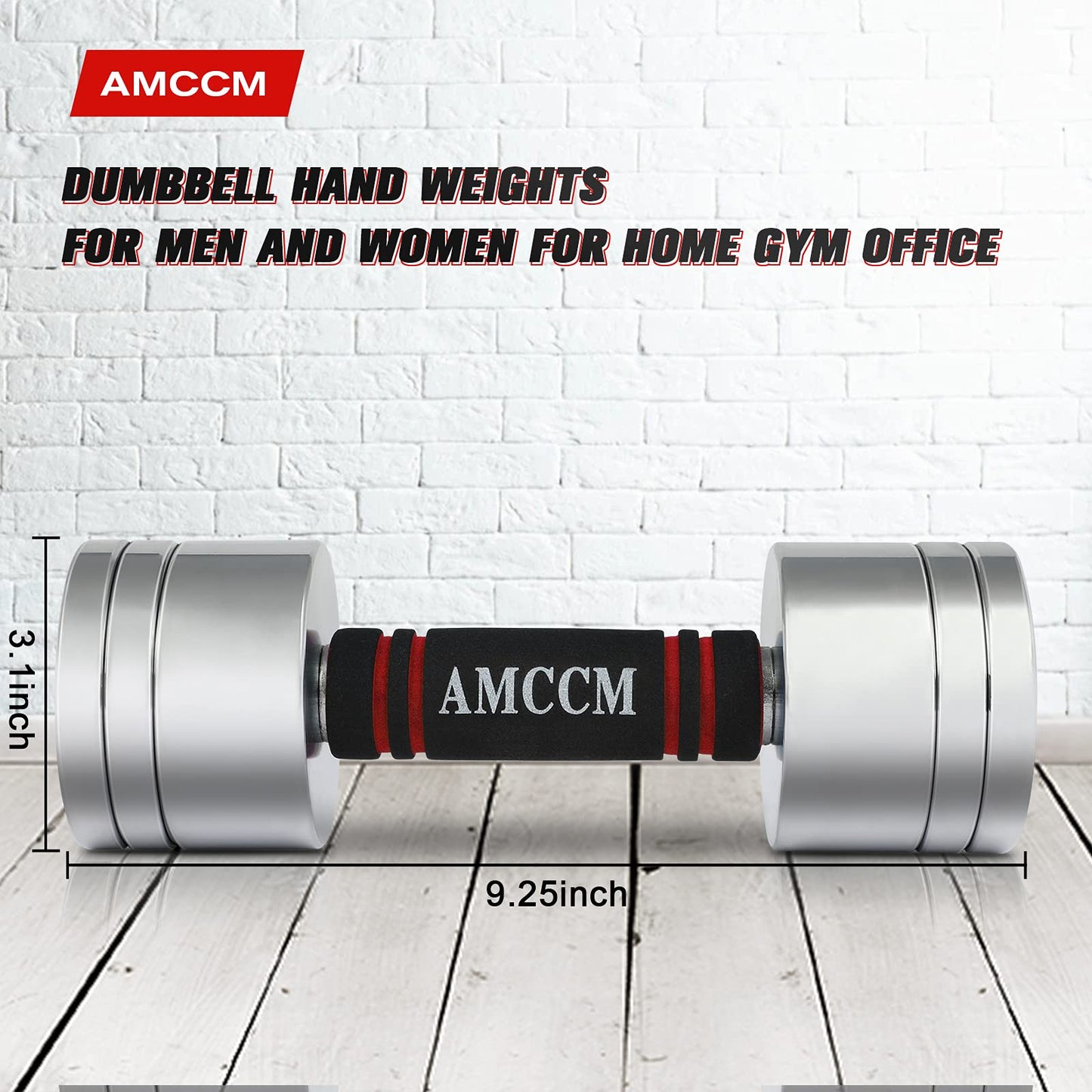 AMCCM Steel Dumbbell Set, Adjustable Weights Dumbbells Set with Foam Handles Fitness Anti-Drop & Non-Slip Dumbbells Sets for Men, Women, Home Gym Dumbbells 22 lbs Pair