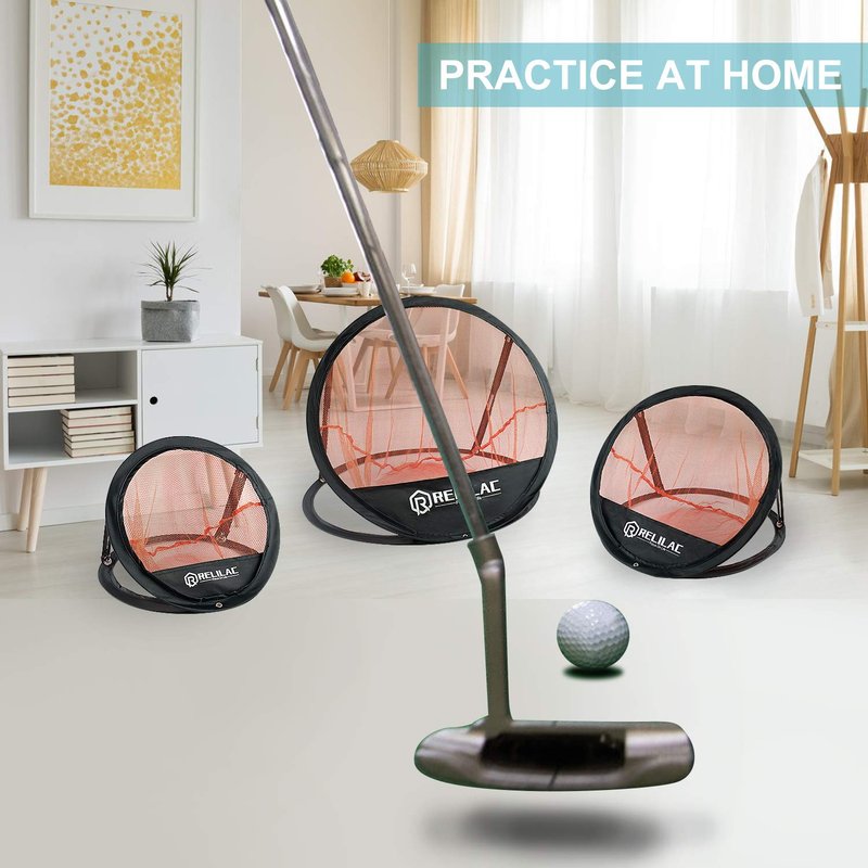 RELILAC Pop Up Golf Chipping Practice Net Set - Indoor/Outdoor Golfing Target Accessories for Golf Practice - Improve Your Short Game - Gifts for Men, Dad, Mom, Husband, Women, Kid, Golfers