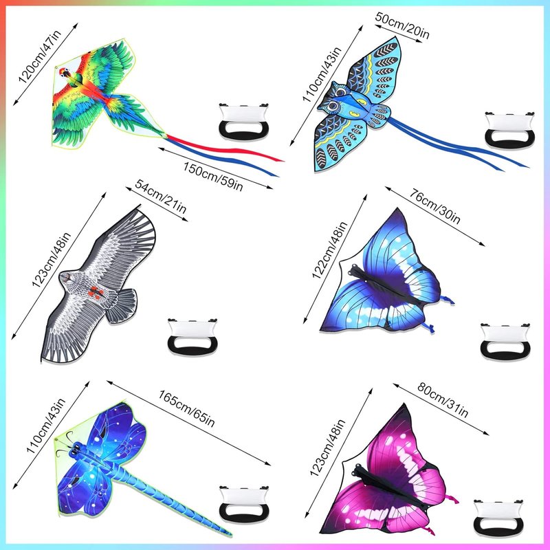 Large Butterfly Kite - Easy to Fly for Kids & Adults | 6 Pack - Perfect for Outdoor Games & Beach Activities