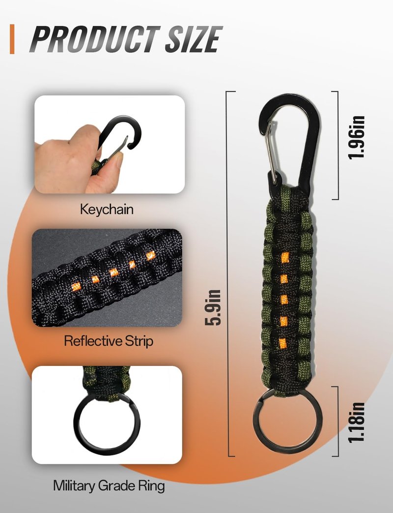 Tactical Paracord Badge Lanyard - Heavy-Duty Keychain with Reflective Strip | Handmade Rope Necklace for ID/Keys