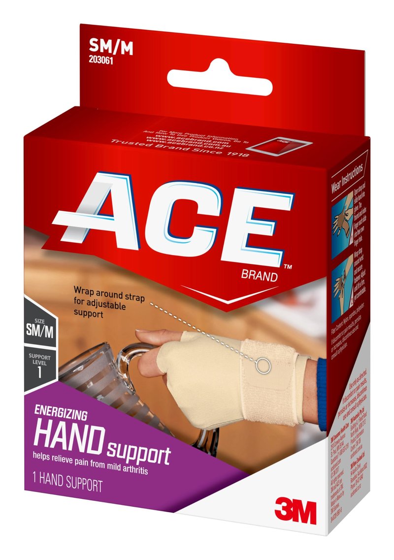 ACE Energizing Hand Support, Small/Medium, Beige, 1/Pack