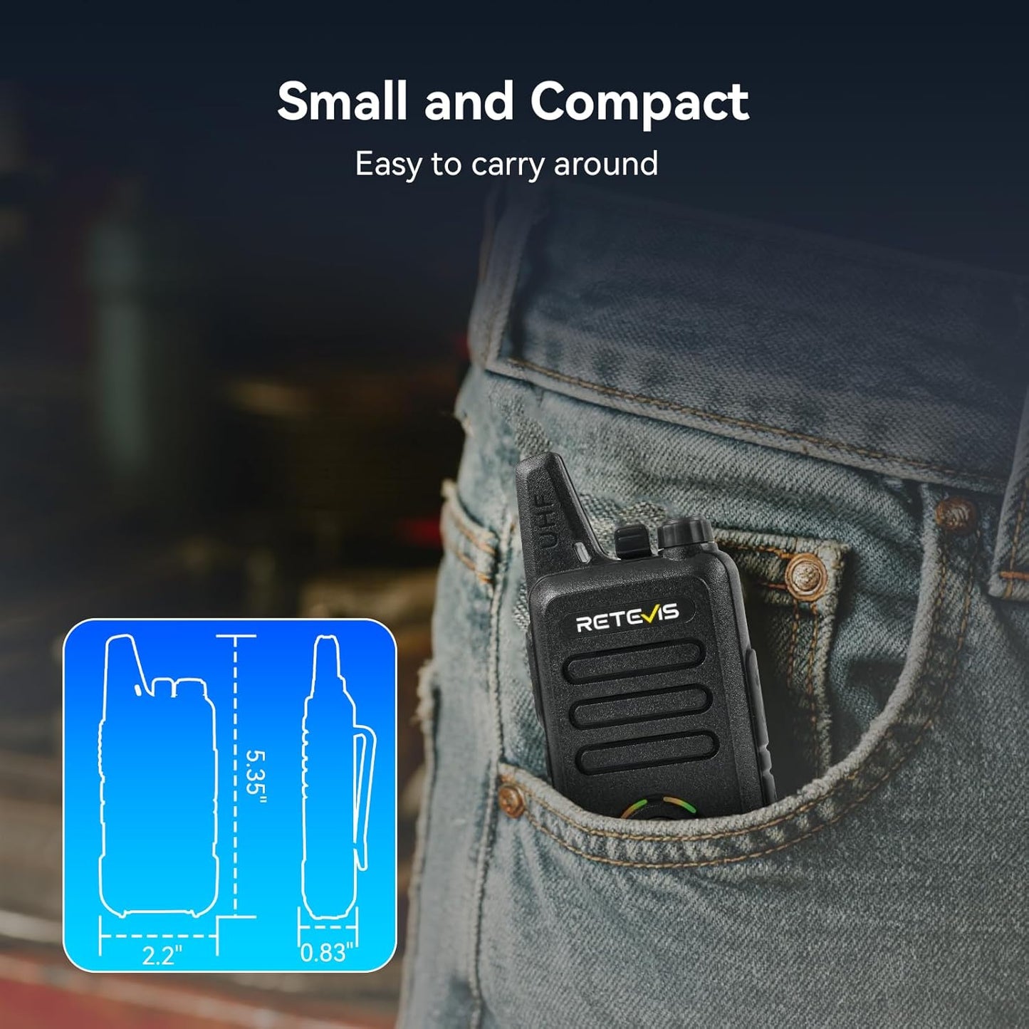 Retevis RT22S Rechargeable Long Range Walkie Talkies - 2 Way Radios with Earpiece & Mic Set | 6 Pack with Multi Gang Charger