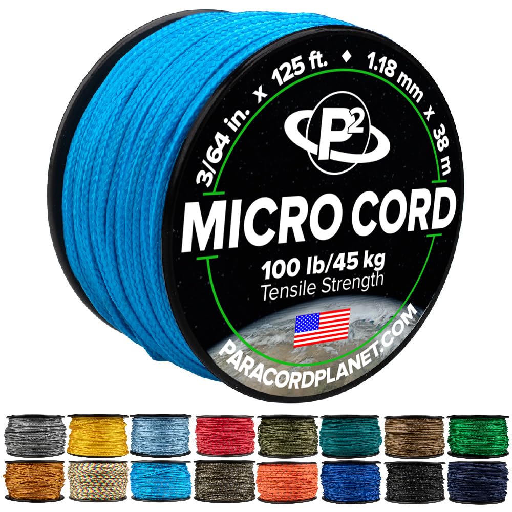 Paracord Planet Micro Paracord – Thin Braided Cord for Crafting, Fishing, and DIY Projects in 125 ft Spools – Colonial Blue