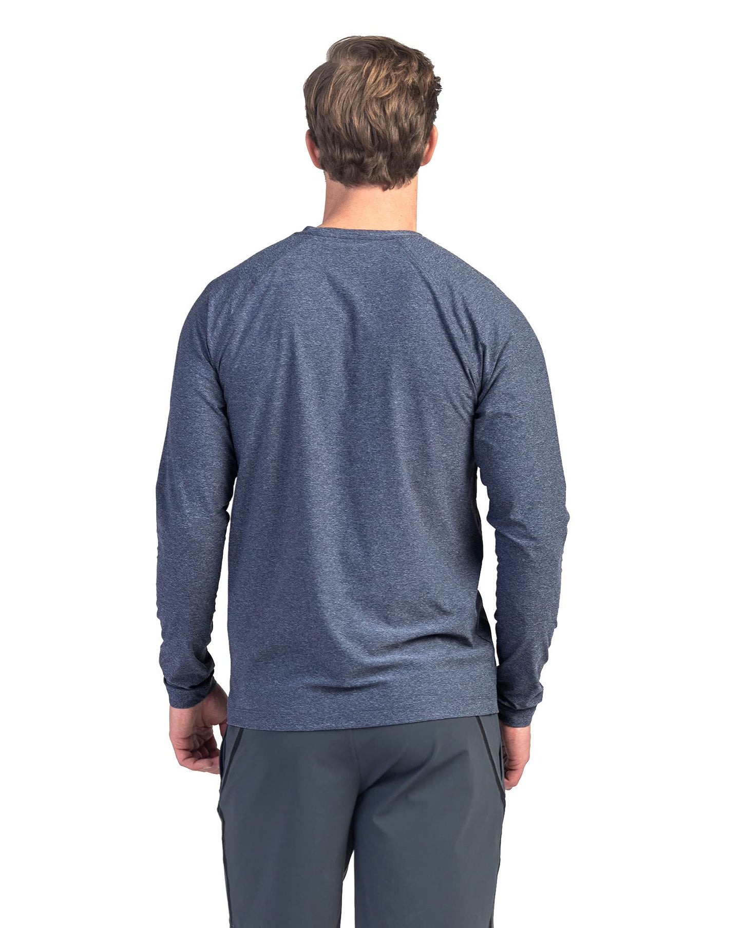 Rhone Reign Mens Long Sleeve Workout Shirts, Anti-Odor, Quick Dry Mens Gym Shirts, Lightweight Workout Shirts for Men, UPF 50+ Midnight Heather Medium