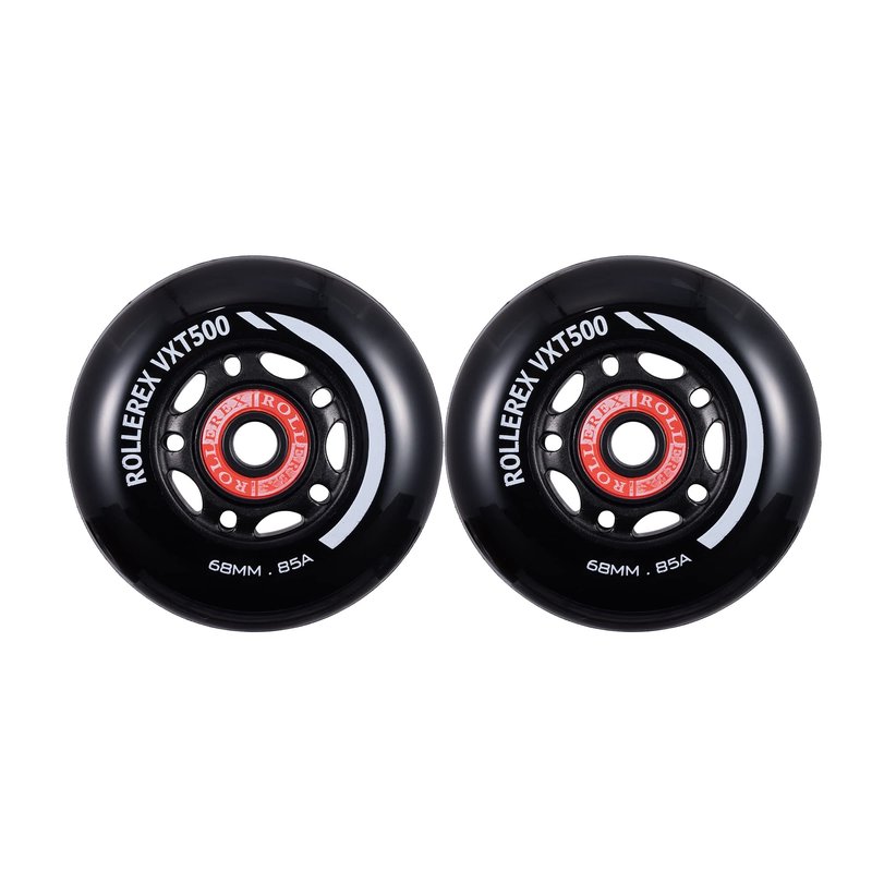 Rollerex VXT100 85A Kids RipStik/Inline Skate Wheels (2-pack w/bearings, spacers and washers) (Use on Hockey Roller Blades) - Can Be Used As RipStik Caster Board Wheel Replacements (68mm)
