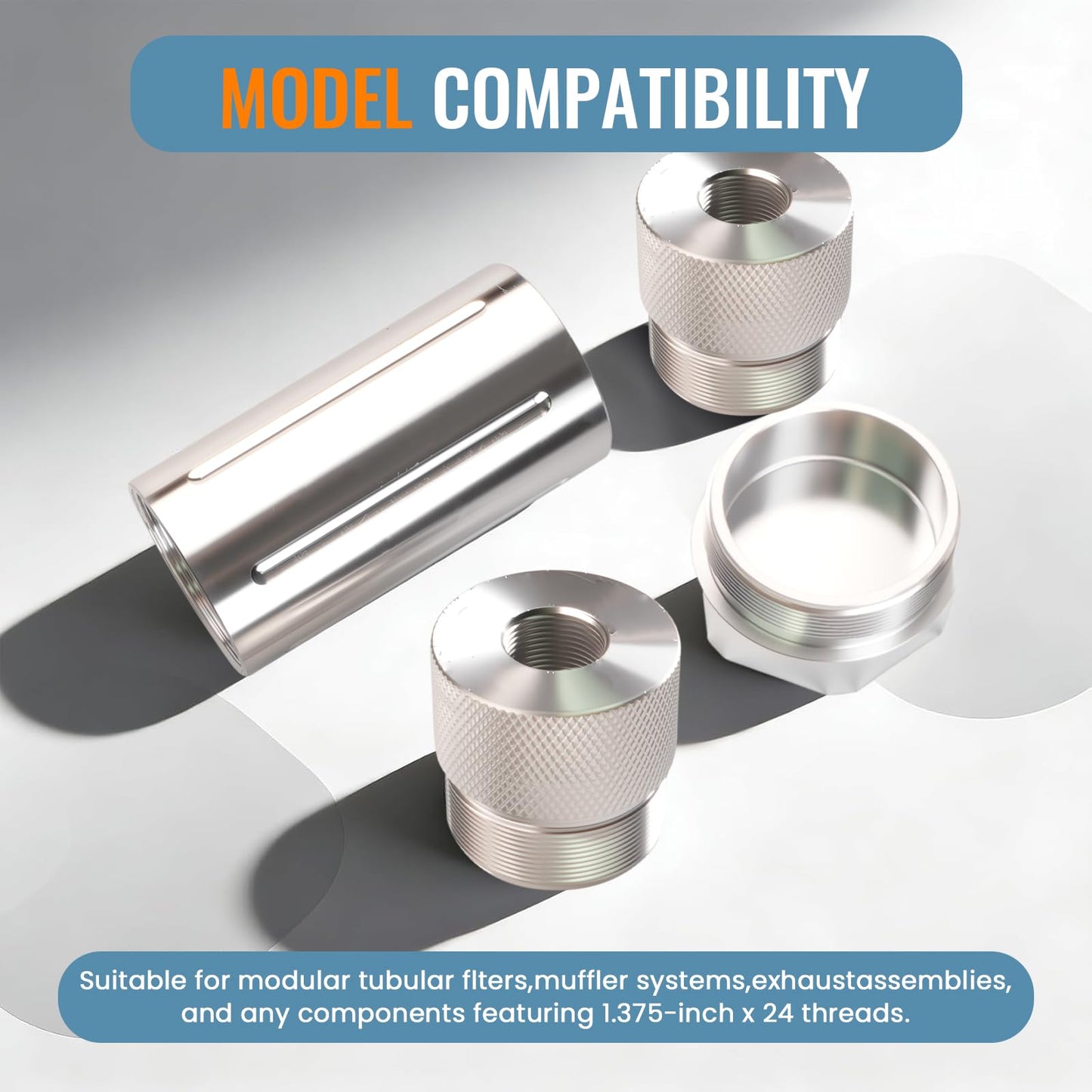 1.375''X24 Cone Shaped Parts Stainless Steel Aluminium Replacemet Sealed End (Silvery, 1.375''X24)