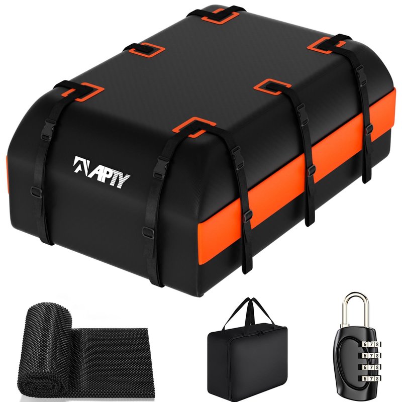 APTY 21 Cubic Feet Car Rooftop Cargo Bag Carrier, Soft Roof Top Luggage Bag for All Vechicles with/Without Rack - with Waterproof Zip, Anti-Slip Mat, Luggage Lock, Storage Bag, Door Hooks