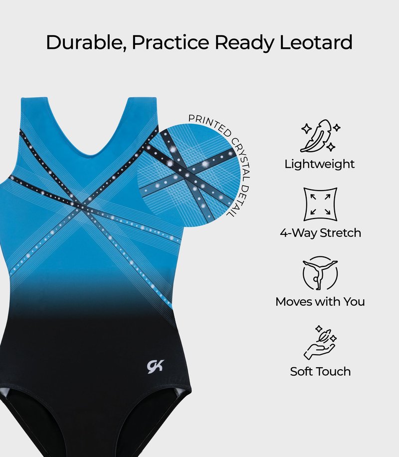 GK Glitz & Glam Gymnastics Leotard - Adult Small,blue