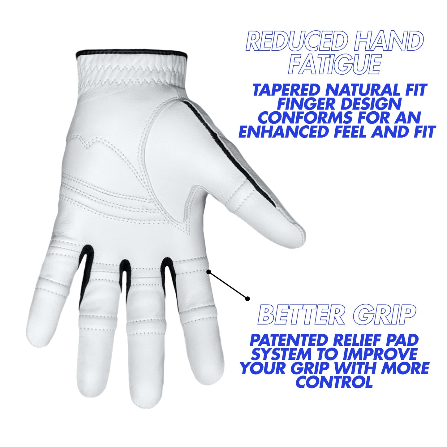 Bionic Men's StableGrip with NaturalFit 2.0 Golf Glove with Dual Expansion Thumb for Best Fit - Premium Cabretta Leather… (Gray, Large, Right)