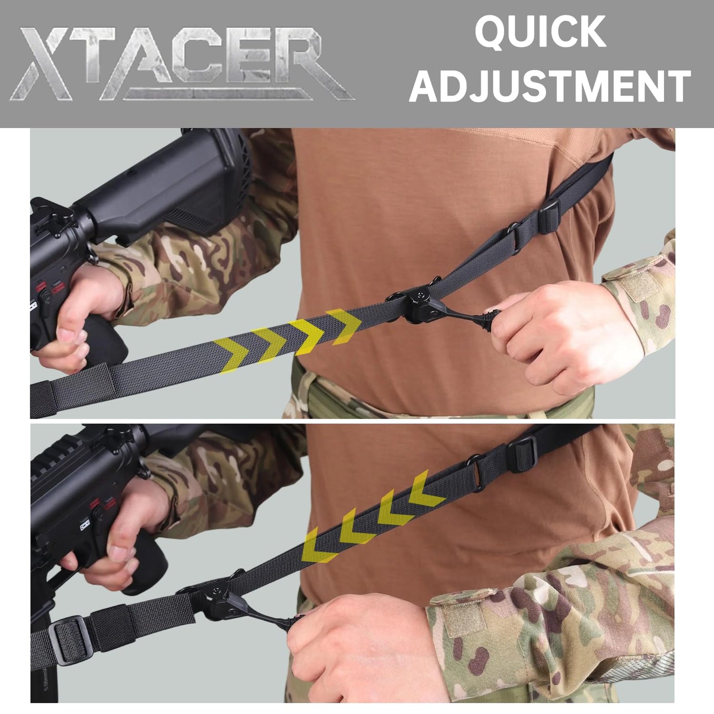 XTACER 2 Point Traditional Sling, Two Point Adjust Rifle Sling with US Flag Patch, Swivel, Soft Shoulder Pad (Black, L)