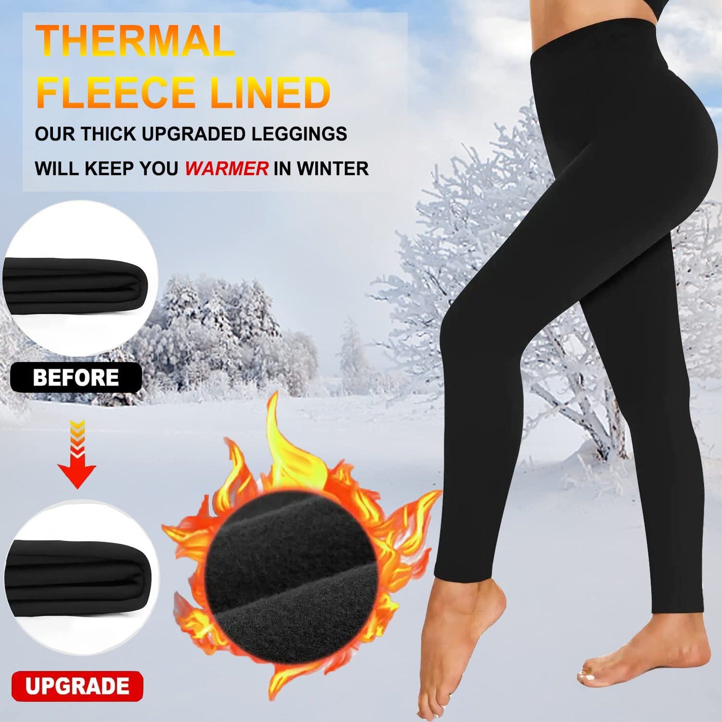 MOREFEEL 4 Pack Plus Size Fleece Lined Leggings Women Tummy Control Black Leggings Thermal Winter Warm Workout Yoga Pants