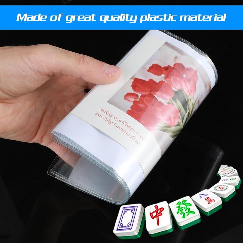 Mahjong Card Sleeves - Durable Clear Plastic Covers for 6.2 x 5 Inch Cards | 4 Pcs Tri-Fold Protector