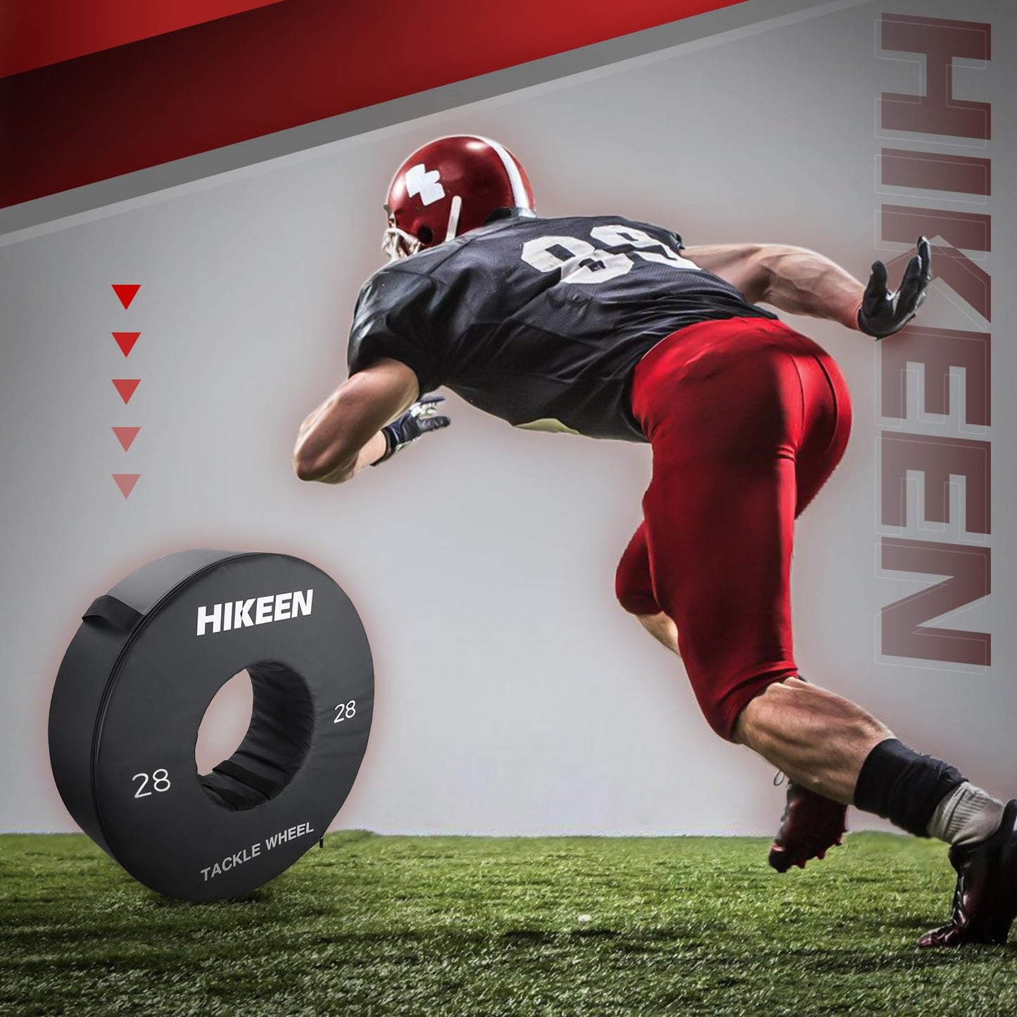 Hikeen 28" Football Tackle Wheel Dummy Denser Softer Foam Tackling Dummies for Football Youth - Tackling Wheel with Straps (1PCS)
