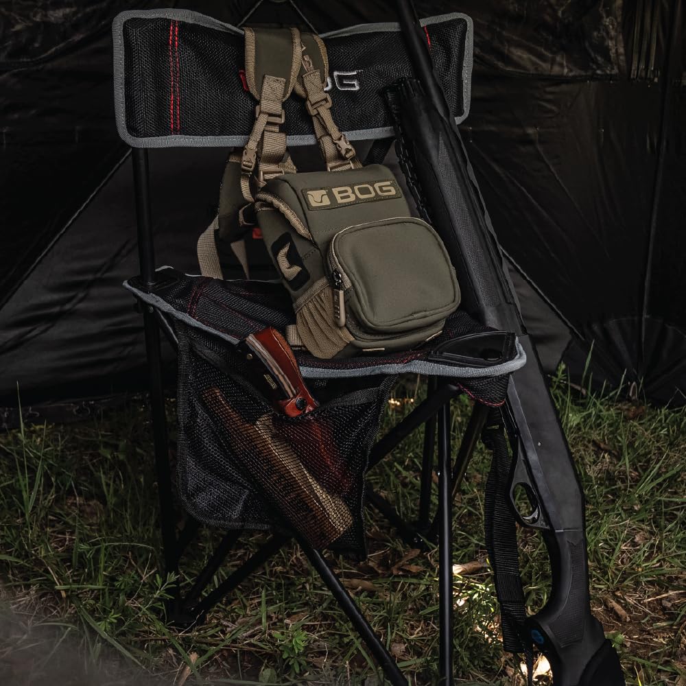 BOG Triple Play Ground Blind Chair with Rugged Construction, Aluminum Frame, Extended Seat Area, Quiet Setup, Breathable Textilene Fabric, Collapsible, and Carry Bag for Hunting, Shooting, and Outdoor