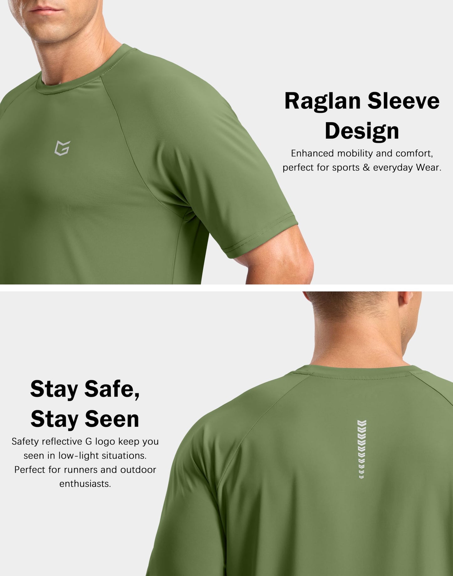 G Gradual Men's Athletic Workout T-Shirts Moisture Wicking Cooling Running Shirts Short Sleeve Performance Tee for Gym Tennis(Military Green,3XL)
