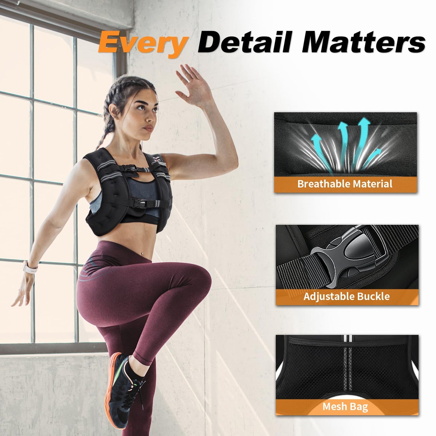 VBSD Weighted Vest Woman 12LB Weight Vest for Women Men Body Weight Vests for Walking Strength Training Running Workout Jogging Fitness Black