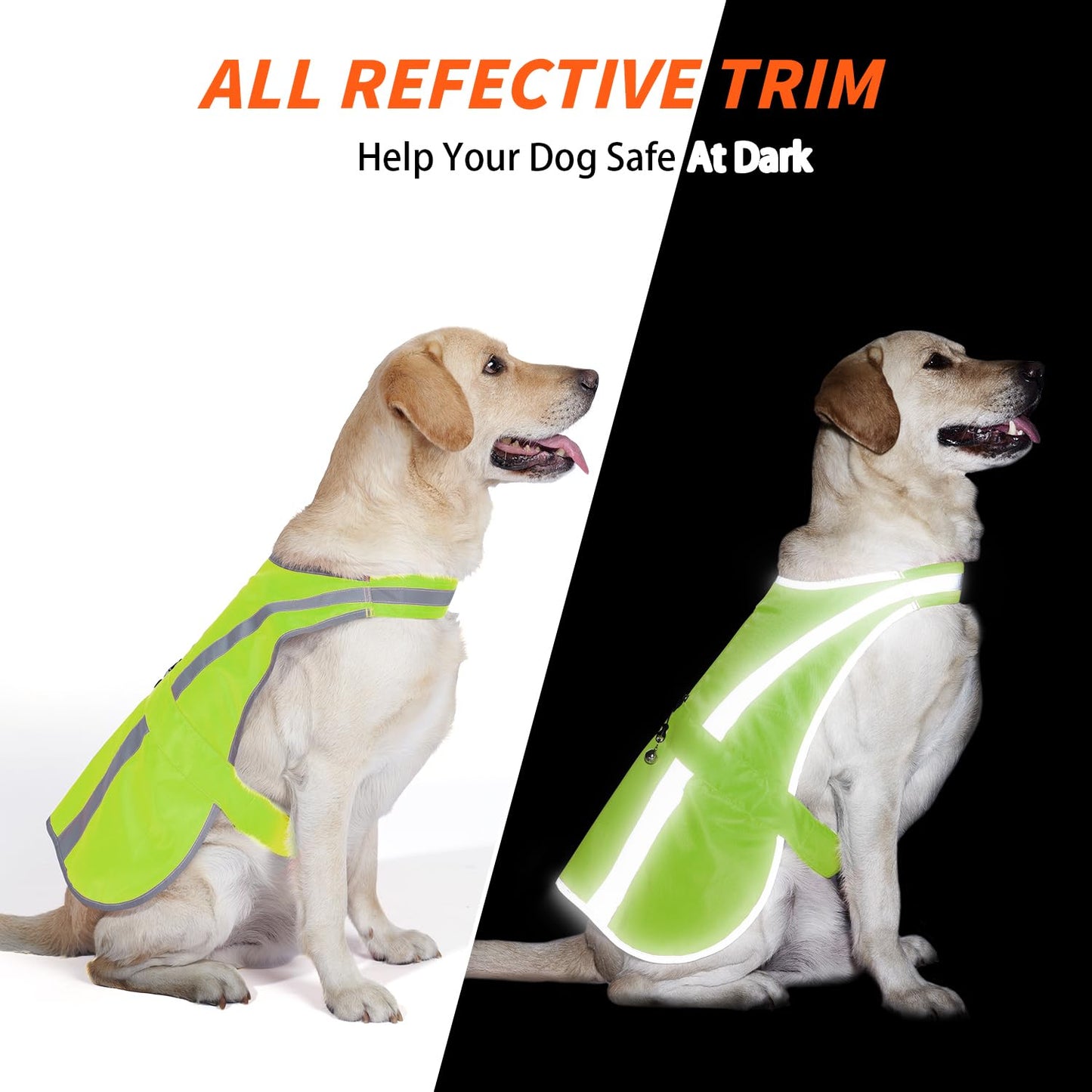 Reflective Dog Vest for Small and Medium Breeds, High Visibility Dog Safety Vest with Removable Bell Keep Safe from Hunting, Training & Cars Accidents(Green,Small)
