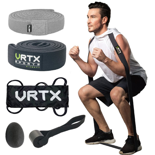 VRTX Mesh Resistance Band Set, Fabric Resistance Band, Exercise Bands for Working Out, Long Resistance Band with Door Anchor, Squeeze Ball for Men, Women, Whole-Body Training, Physical Therapy, Yoga