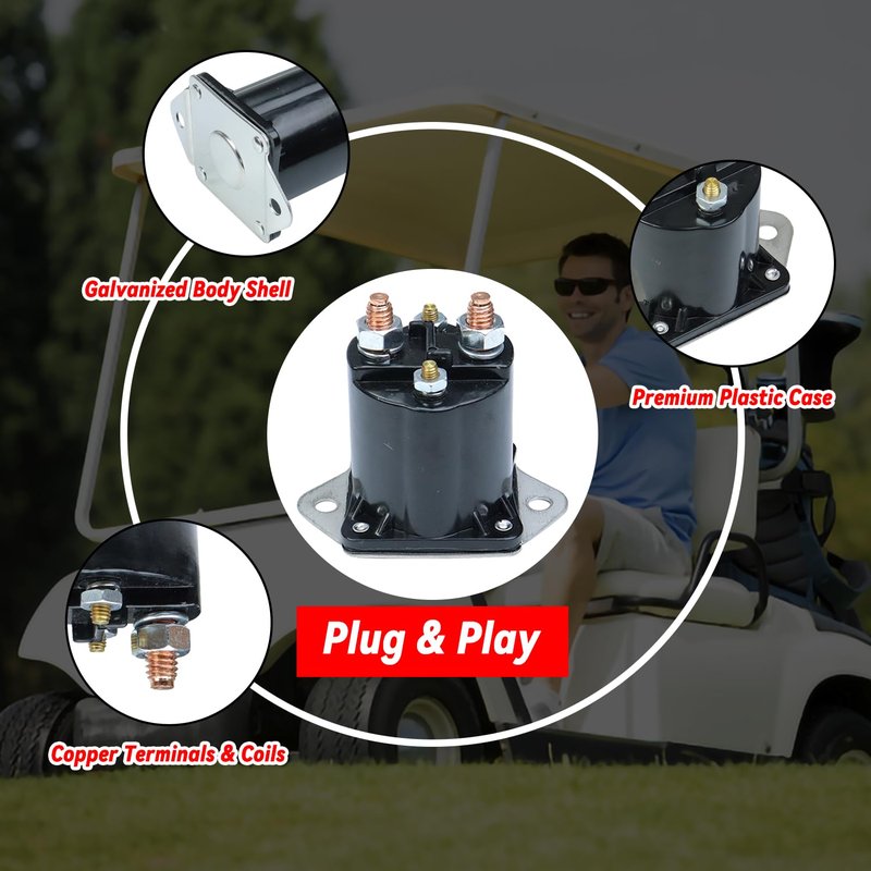 TXRXIZ Golf Cart Solenoid 12V Solenoid Relay Compatible with Club Car DS & Precedent 1984-up Gas Golf Cart 4 Terminal Starter Relay Replaces Part Number 1013609 435-154 1012275 1117 LPL6003