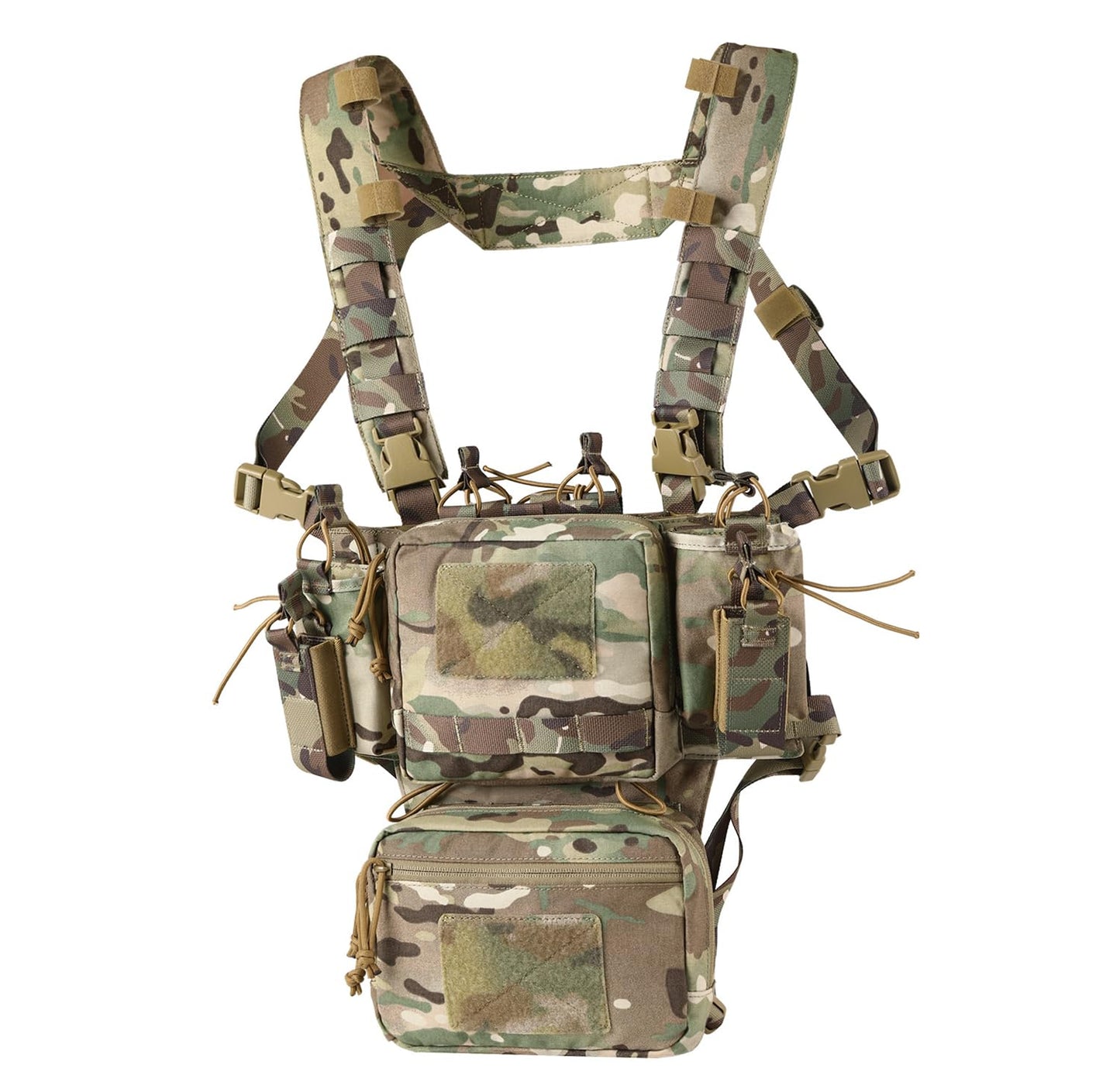 VOTAGOO GEAR Chest Rig-Tactical Chest Rig, Adjustable & Detachable Molle Micro Chest Rigs, with 5.56/7.62 Magazine Pouch, Pistol Pouch